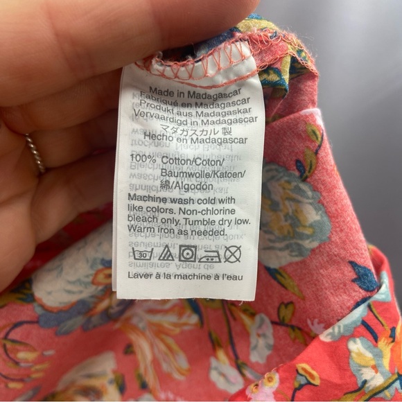 J.Crew Liberty Fabric Josephine Pintuck Popover Blouse Coral Floral Ruffle Neck - Picture 6 of 9